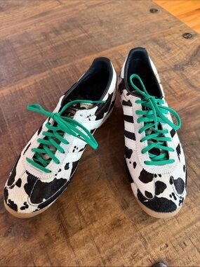 ADIDAS Cow Print Sneakers with Green Laces